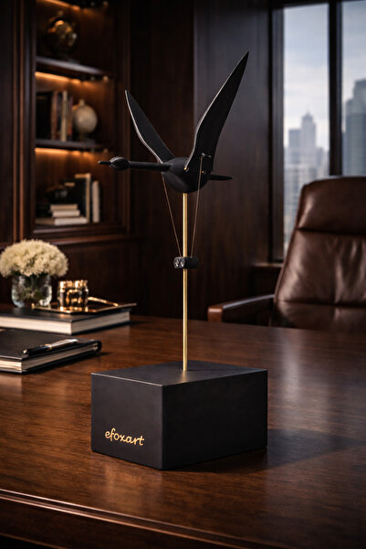 Effox Ev ve Ofis Masaüstü Dekorasyonu - Hareketli Kanatlı Kuş Heykeli 35 cm -...