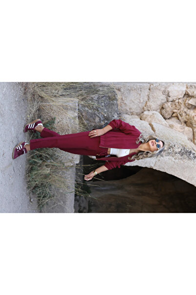 bytugcekaya Σετ παντελόνι με φερμουάρ μπορντό