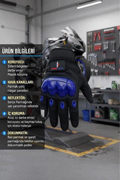 SINGLE SWORD Мотоциклетні рукавички на всі пальці, сині, XL