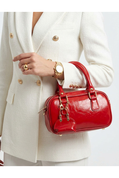 Çanta Trend Patent Leather Women's Hand Shoulder Bag with Bag Accessories