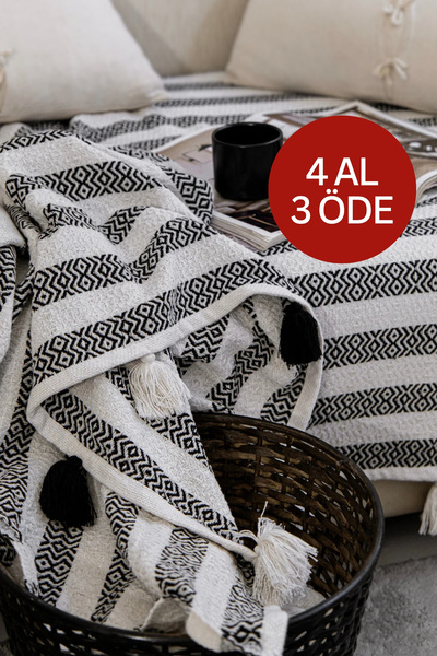 Lux Touch Liva crna navlaka za sofu sa pomponima - 115x200 cm sofa divan, kau...