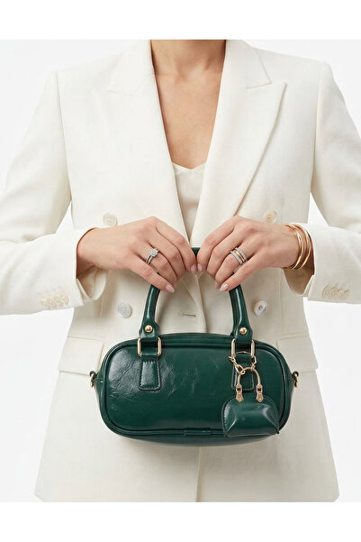 Çanta Trend Sueda Model Green Women's Hand Shoulder Bag with Accessories