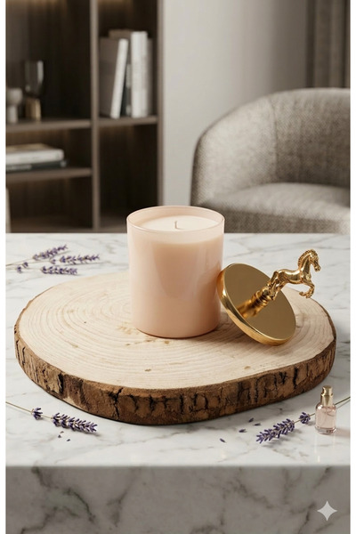 Sim hediyelik HEDİYELİK / BEJ (SOMON) RENK BOYALI BARDAK MUM / METAL ŞAHLANMI...