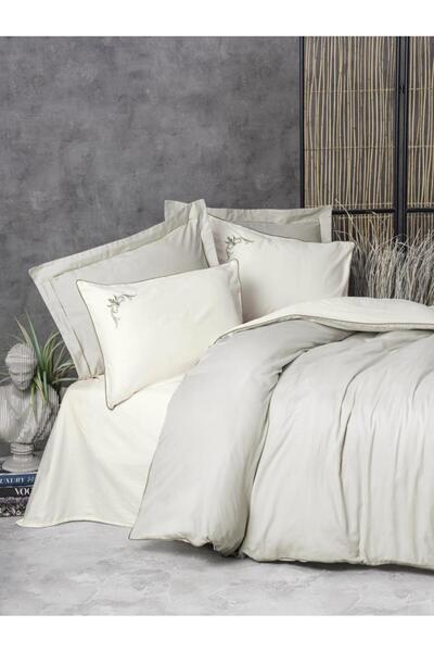 Cotton Box طقم غطاء لحاف مزدوج من الساتان تيريزا بيج