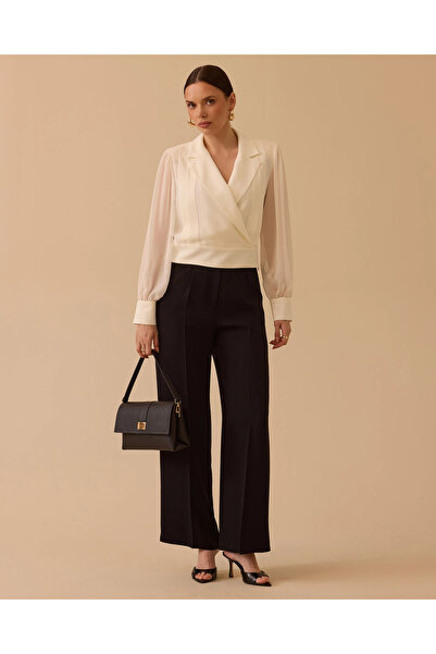 SCL Pileli Geniş Paça Krep Pantolon