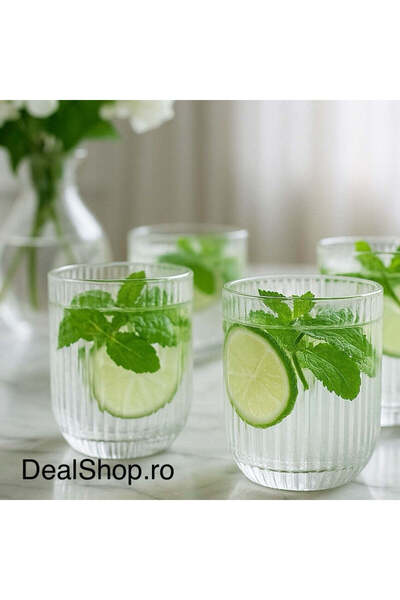 dealshopromania Set de 18 pahare Mansoura Alex din sticlă 250 ml, design mode...