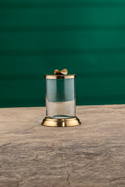 Cornella Line Dekoratif Cam Kavanoz Gold Büyük Boy