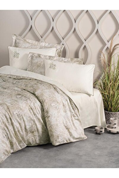 Cotton Box طقم غطاء لحاف مزدوج من الساتان بياتريكس بيج