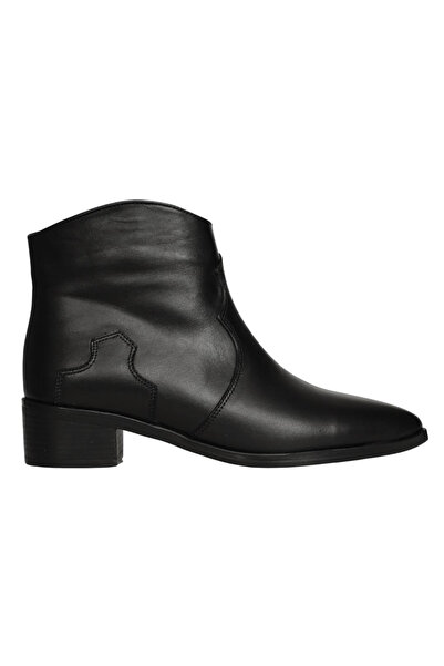 Platin Black Leather Western Women's Boots
