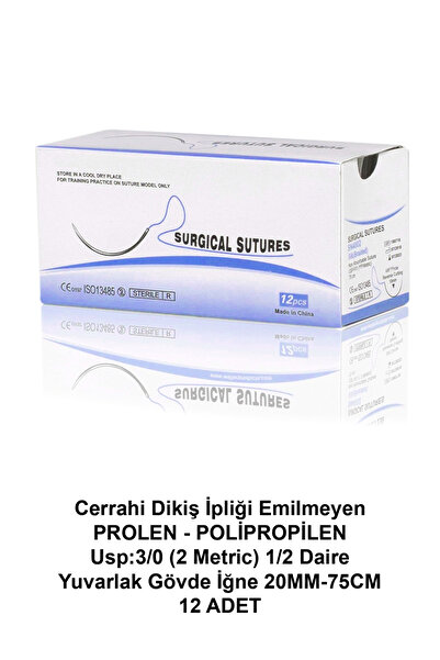 ATEL-SAN Cerrahi Dikiş İpliği Emilmeyen POLİPROPİLEN Usp:3/0 (2 Metric) 1/2 D...