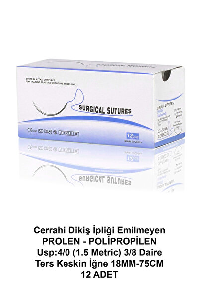 ATEL-SAN Cerrahi Dikiş İpliği Emilmeyen POLİPROPİLEN Usp:4/0 (1.5 Metric) 3/8...