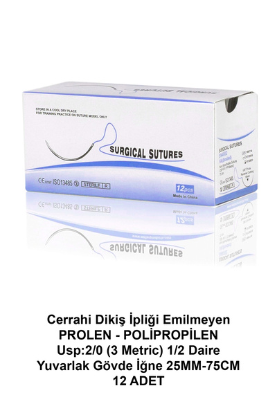 ATEL-SAN Cerrahi Dikiş İpliği Emilmeyen POLİPROPİLEN Usp:2/0 (3 Metric) 1/2 D...