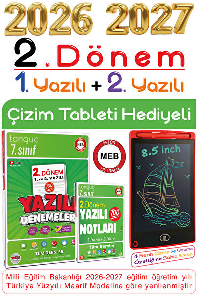 Tonguç Yayınları Tonguç 7. Sınıf 2. Dönem 1. ve 2. Yazılı Notları Tüm Dersler...