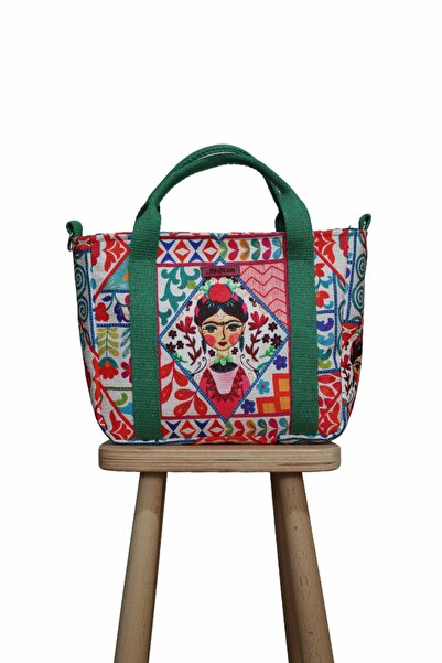 BUSRAKAZANCDESİGN Frida Kahlo Desenli Tote Bag El Ve Omuz Çantası