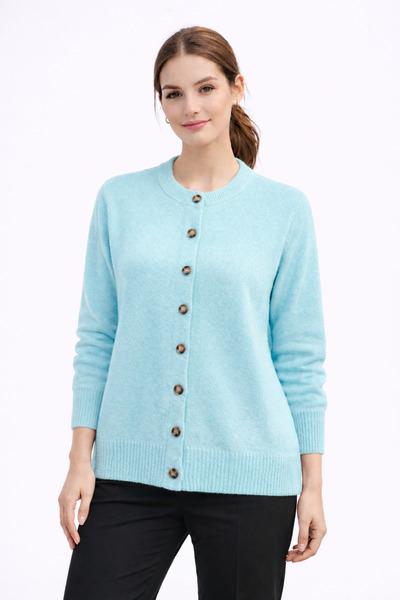 RTD&VLD Women's Vita-251 Puli Long Buttoned Knitwear Cardigan Blue