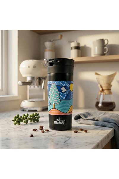 Any Morning BA21522 Thermos 13 oz. Stainless Steel Insulated Travel Mug, Coff...
