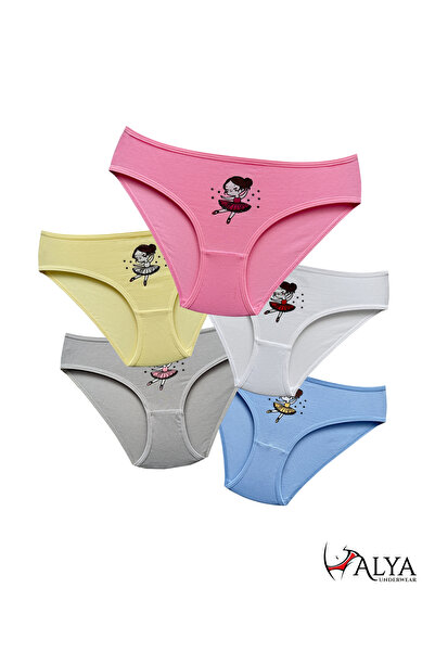 ALYA UNDERWEAR Ballerina Printed Cotton Girls' Panties, Colorful Slip Panties