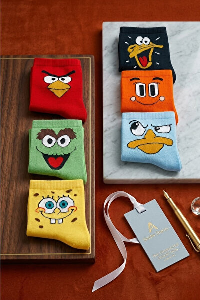 Esinti 6 pari ženskih i muških pamučnih čarapa sa šarenim uzorcima, unisex se...