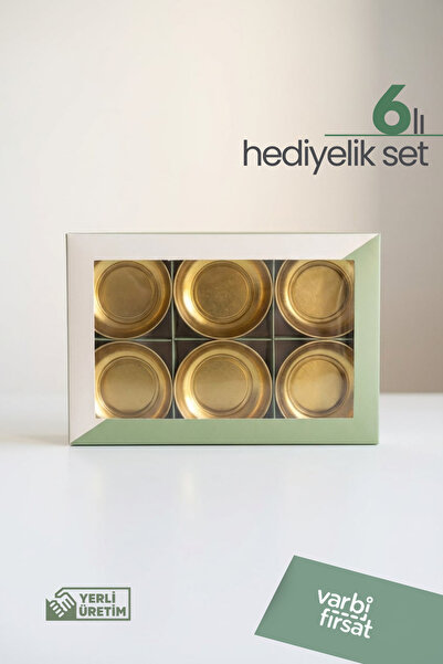 Varbifırsat 6’lı Gold Metal Çerezlik ve Sunum Kase Hediye Kutulu Set – Atıştı...