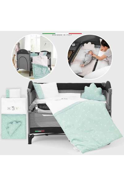Elele EleleLife Rain 6 Parça Oyun Parkı Park Yatak Bebek Uyku Seti Mint