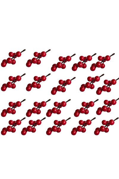 partidolu 20 броя Holly Berry черешови клонки Кокина Новогодня украшение Stic...