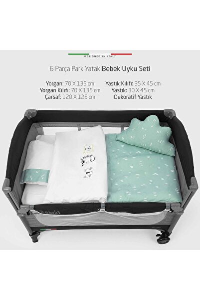 Elele EleleLife Rain 6 Parça Oyun Parkı Park Yatak Bebek Uyku Seti Mint