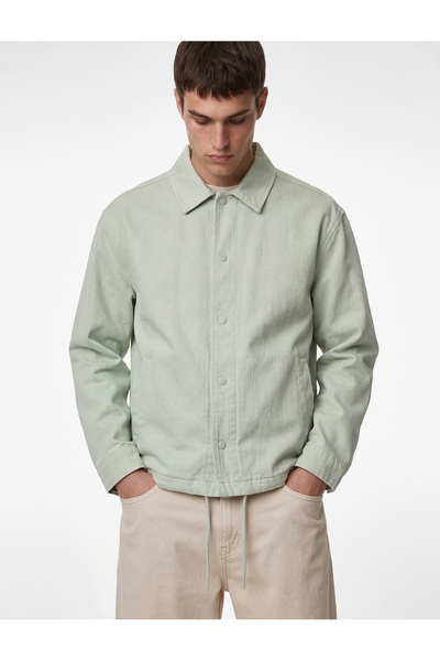 Koton Pamuklu Cepli Uzun Kollu Gömlek Yaka Jean Ceket