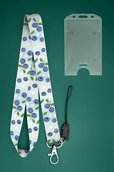 Apptakı Yaban Mersini Boyun İpi Boyun Askı İpi Boyun Askısı ve Kartlık - ASS0...