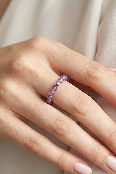 Taş Sandığı Amethyst Stone Elastic Ring – 3.5 mm