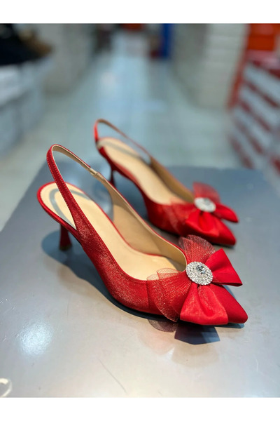 Hacıoğlu Ayakkabı Pantofi cu toc elegant pentru femei Vollex Bow Satin