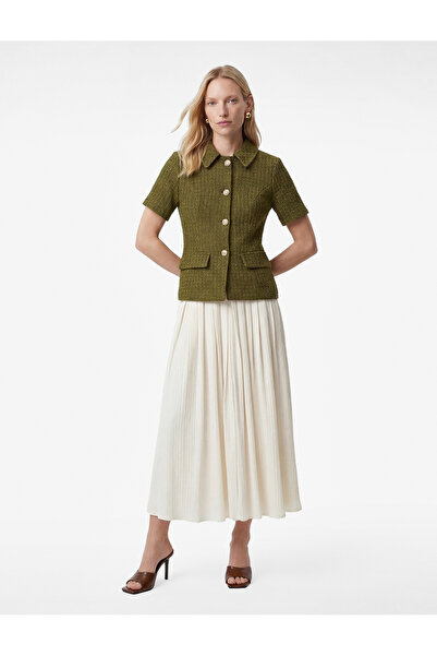 Koton Klasik Yaka Kısa Kollu Metal Aksesuarlı Ceket