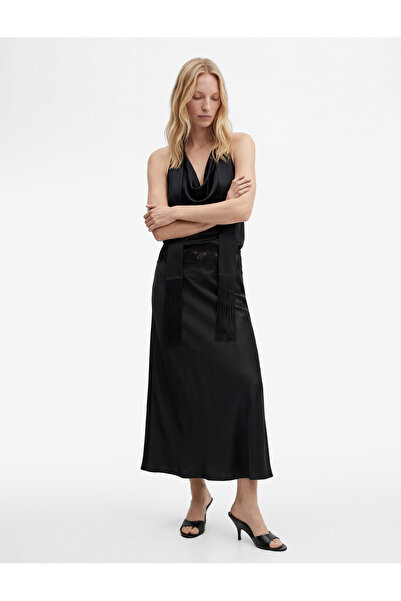 Koton dantelă Fusta midi din satin viscoză cu detalii