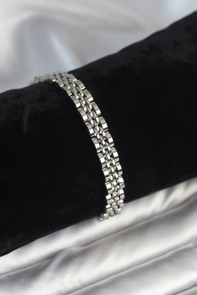 Clariss سوار رجالي من الفولاذ 316L بسمك 7 ملم لون فضي EB-53-vice/(1395) 1806