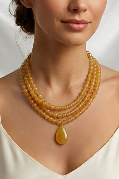 PETEK AKSESUAR MULTIPLE ALACATI BEAD ACRYLIC NECKLACE