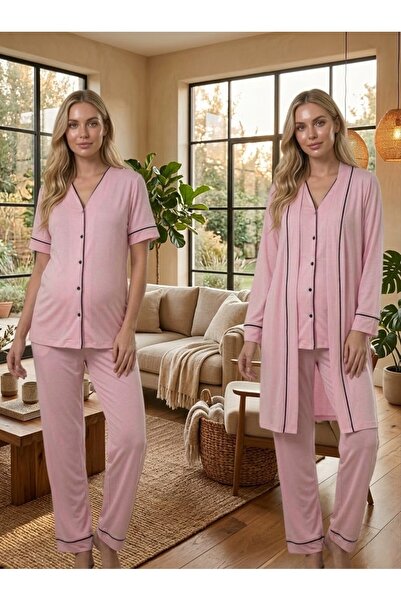 Lohussa New Season Pink Summer Piped Full Button Design Short Sleeve Maternit...