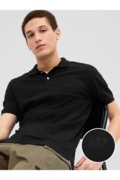 GAP Logo Pike Polo Yaka T-Shirt 5863060 Kısa Kol Tişört Erkek T-Shirt SİYAH