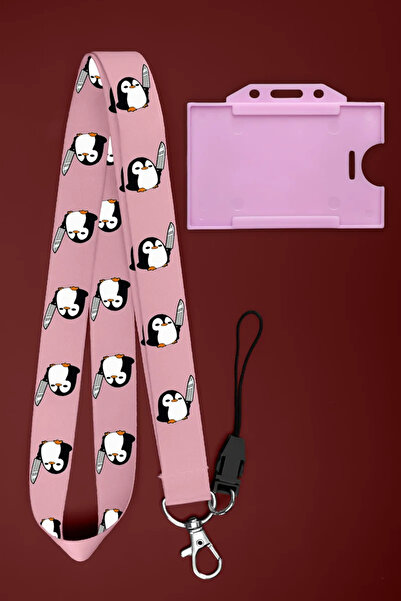 Apptakı Pembe Katil Penguen Boyun İpi Boyun Askı İpi Boyun Askısı ve Kartlık ...
