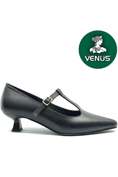 Venüs Victoring Genuine Leather Women's Classic Shoes with Candy Heels Black