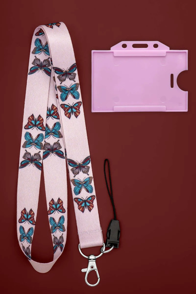 Apptakı Kelebekler Boyun İpi Boyun Askı İpi Boyun Askısı ve Kartlık - ASS0325