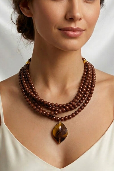 PETEK AKSESUAR ÇOKLU ALAÇATI BONCUK AKRİLİK KOLYE