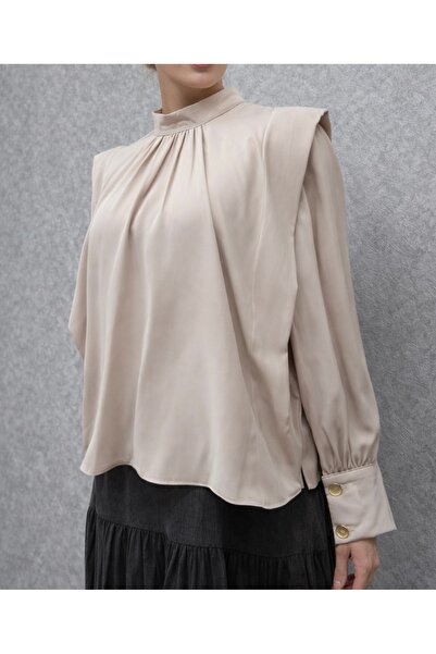 TUGBA COLLECTION Yeni Sezon Saten Dokulu Pile Detaylı Causal & Business Şık &...