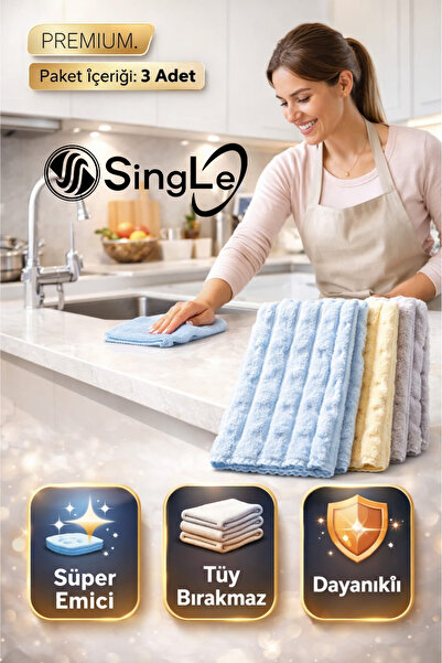 Single (3 komada) Puf vrhunske kvalitete Teksturirano 30×30 cm Krpa za čišćen...