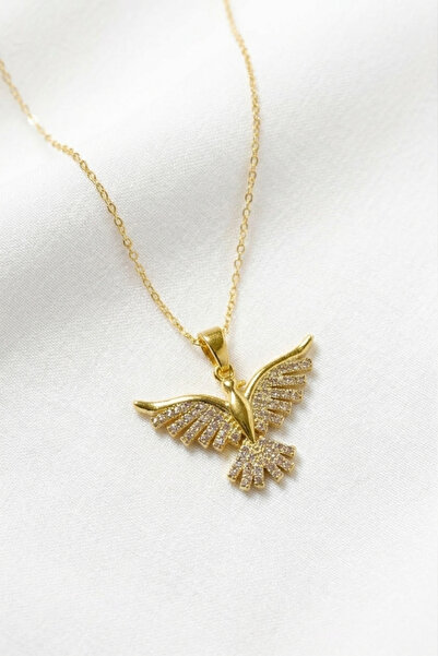 özgül takı ve tasarım Anka Kuşu Model Zirkon Taşlı Paslanmaz Çelik Gold Renk ...