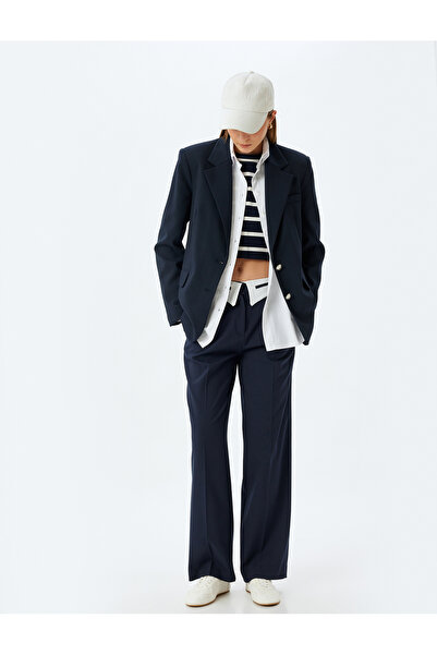 Koton 5wak40087pw 710 bleumarin pantaloni țesuți pentru femei