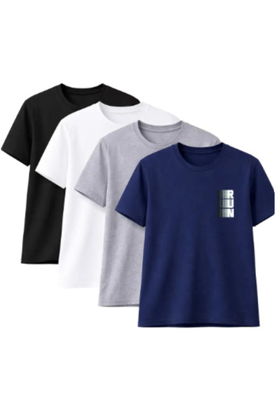 CLAYES Unisex supradimensionat tricou RUN cu imprimeu – Pachet de 4 negru, al...