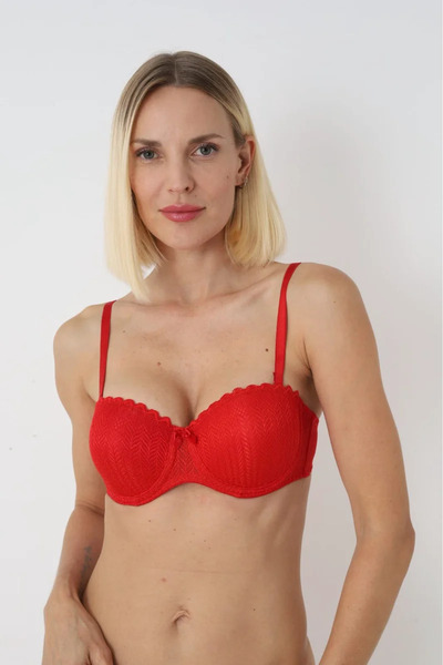 MODELLİFE Red Strappy Lace Strapless Supportive Bra