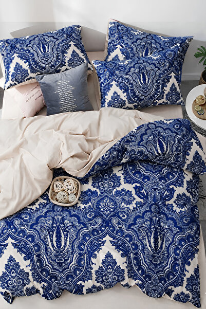 İQON Комплект единична еластична завивка Shall Blue