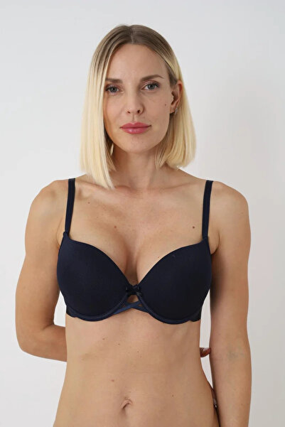 MODELLİFE Navy Blue Double Support Double Ultra Support Push up Bra Double Pa...