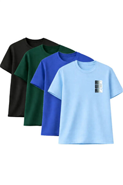 CLAYES Unisex Oversized T-Shirt Run Printed – Pack of 4 Black, Green, Cobalt ...
