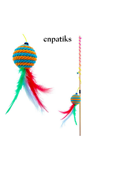 enpatiks Knitted Bulk Fishing Rod Toy with Feathers